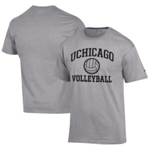 Men's Champion  Gray UChicago Maroons Icon Logo Volleyball Jersey T-Shirt