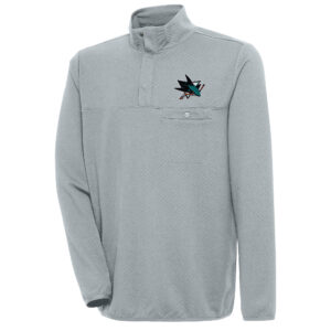 Men's Antigua  Gray San Jose Sharks Streamer Quarter-Snap Pullover Jacket