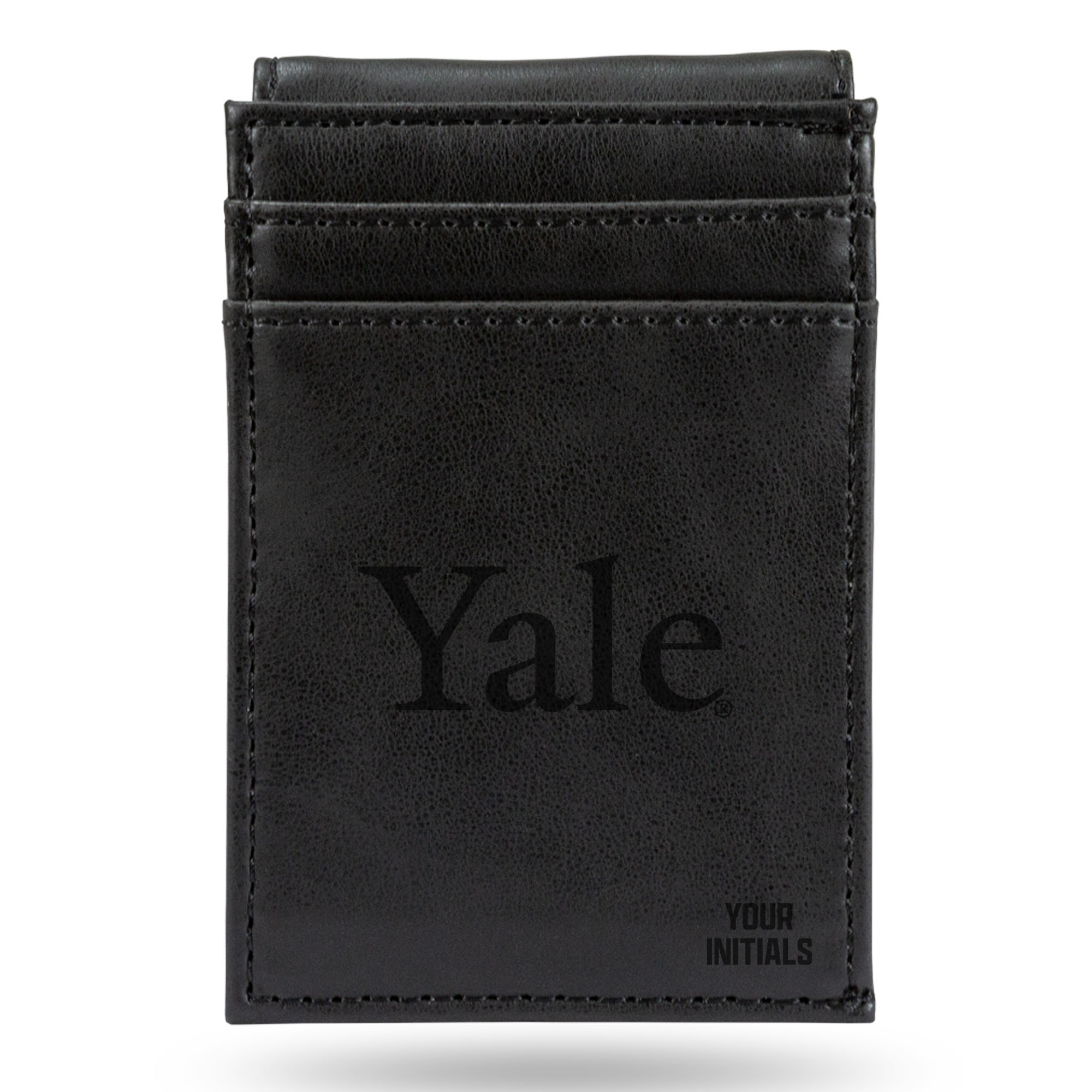Black Yale Bulldogs Personalized Front Pocket Wallet