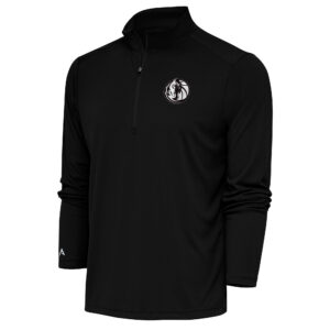 Men's Antigua Black Dallas Mavericks Metallic Logo Tribute Quarter-Zip Top