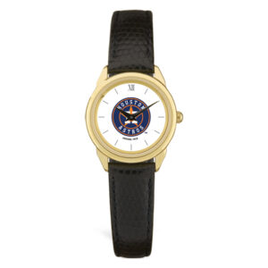 Women's  Black Houston Astros White Dial Leather Wristwatch