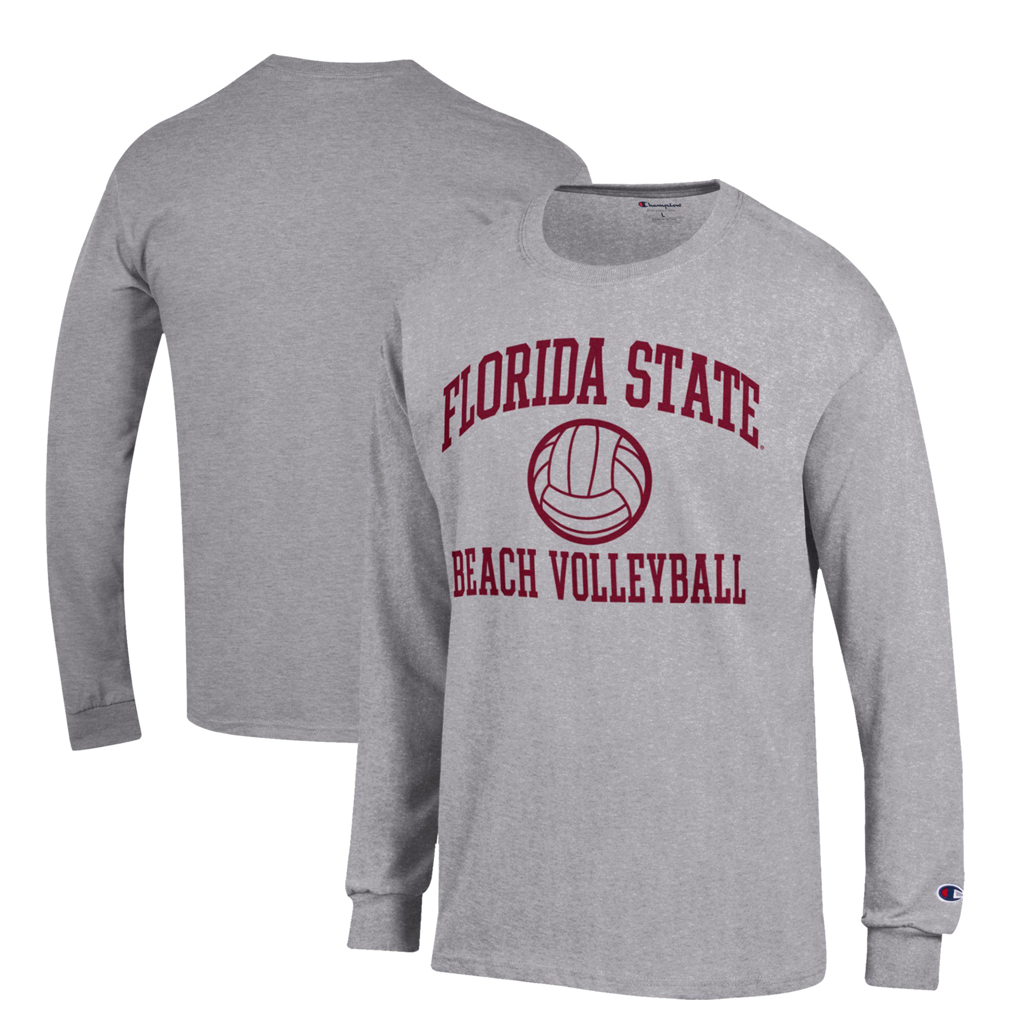 Men's Champion Gray Florida State Seminoles Icon Beach Volleyball Long Sleeve T-Shirt