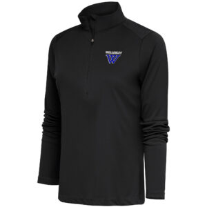 Women's Antigua  Charcoal Wellesley Blue Tribute Half-Zip Top