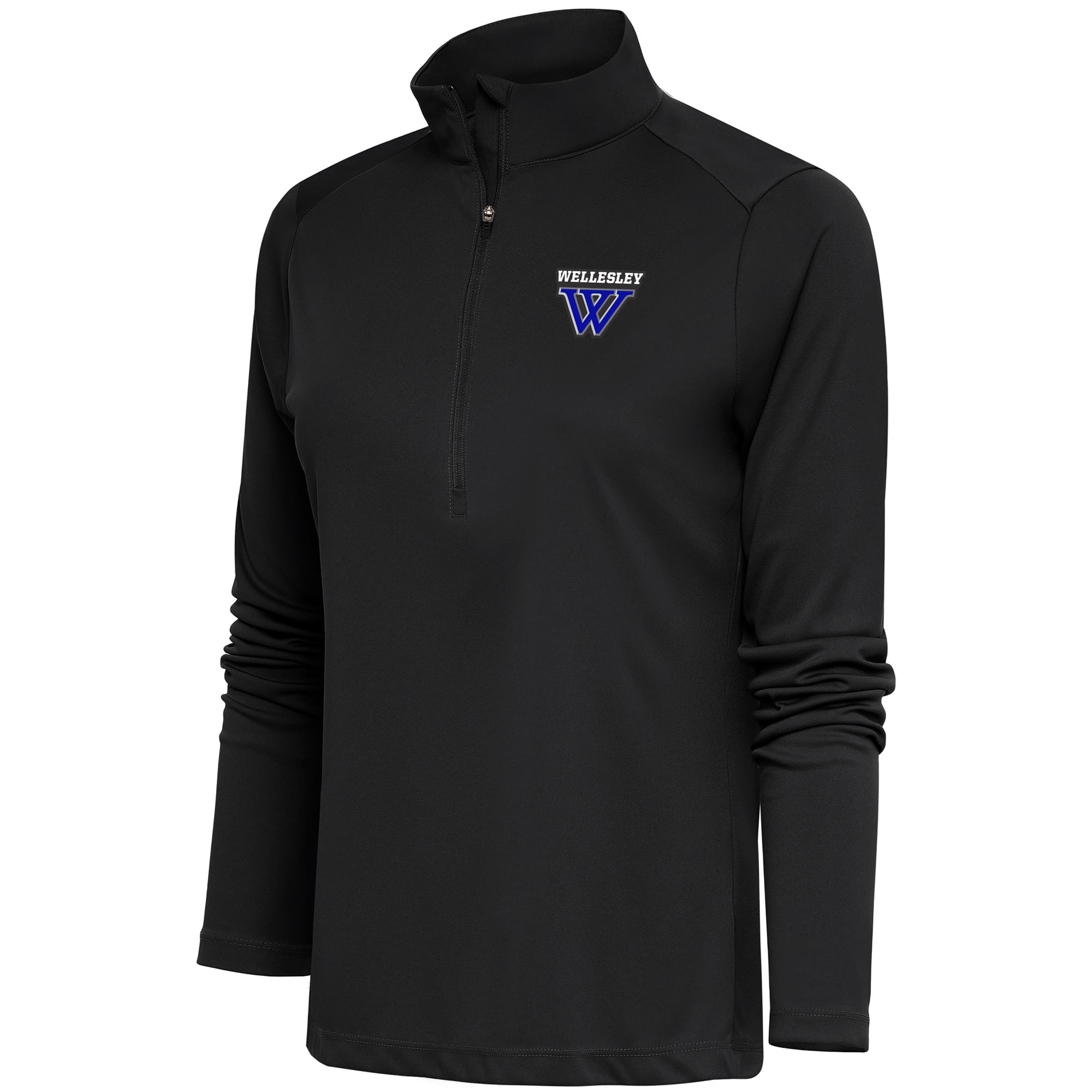 Women's Antigua Charcoal Wellesley Blue Tribute Half-Zip Top
