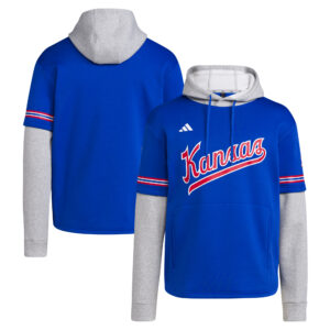 Men's adidas  Royal Kansas Jayhawks Pullover Baseball Jersey Hoodie