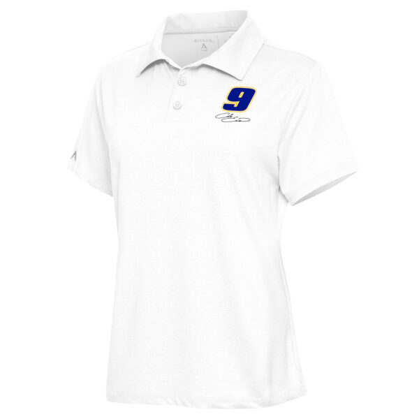 Women's Antigua  White Chase Elliott Motivated Polo