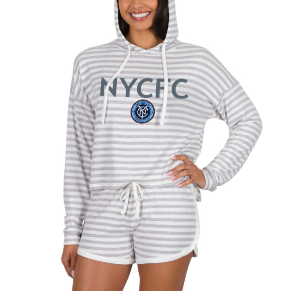 Women's Concepts Sport Cream New York City FC Visibility Long Sleeve Hoodie T-Shirt & Shorts Set