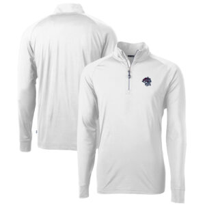 Men's Cutter & Buck  White Binghamton Rumble Ponies Adapt Eco Knit Stretch Recycled Quarter-Zip Pullover