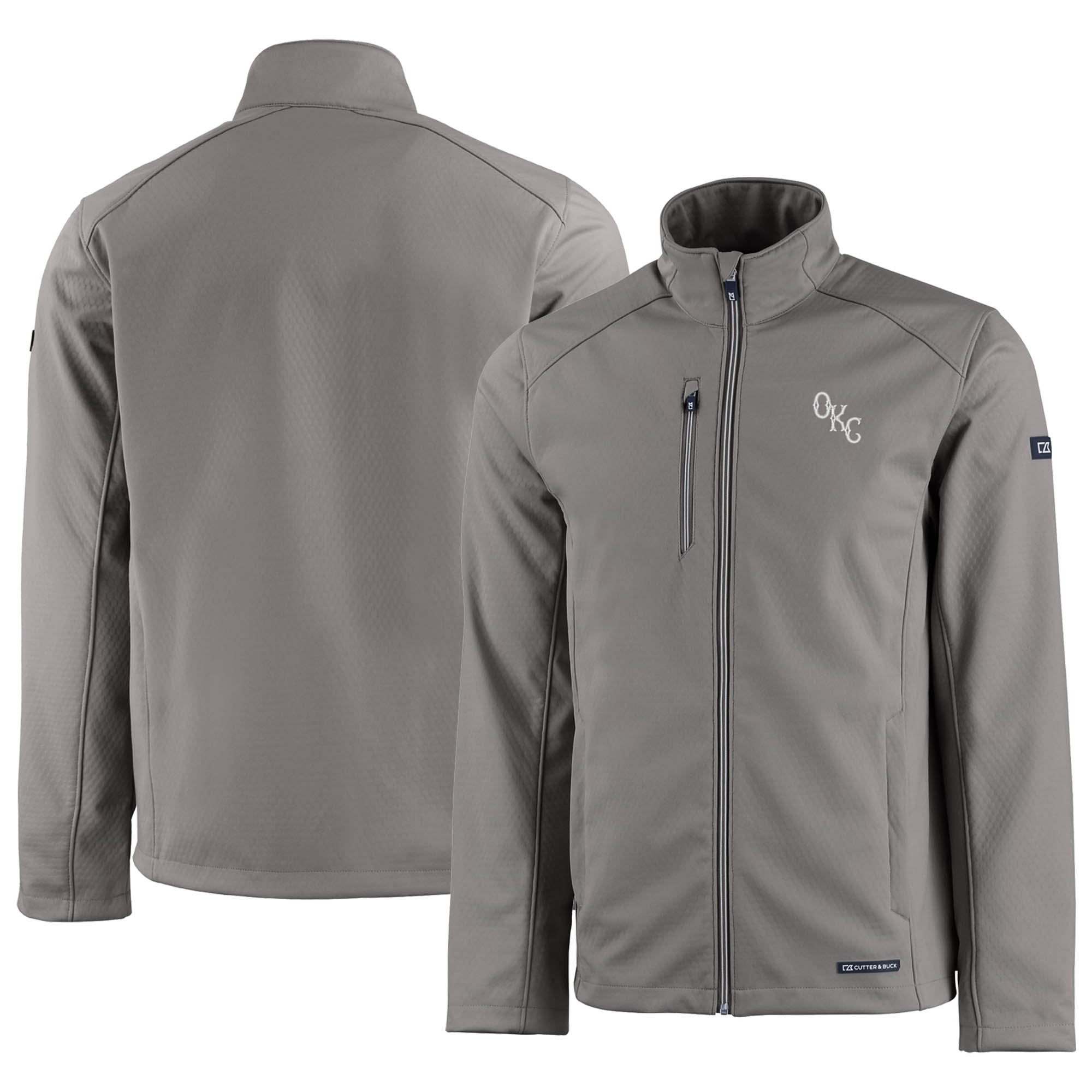 Men's Cutter & Buck Gray Oklahoma City Baseball Club Evoke Eco Softshell Recycled Full-Zip Jacket - Image 5