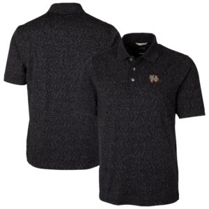 Men's Cutter & Buck Black Norfolk Tides Big & Tall DryTec Advantage Tri-Blend Space Dye Polo