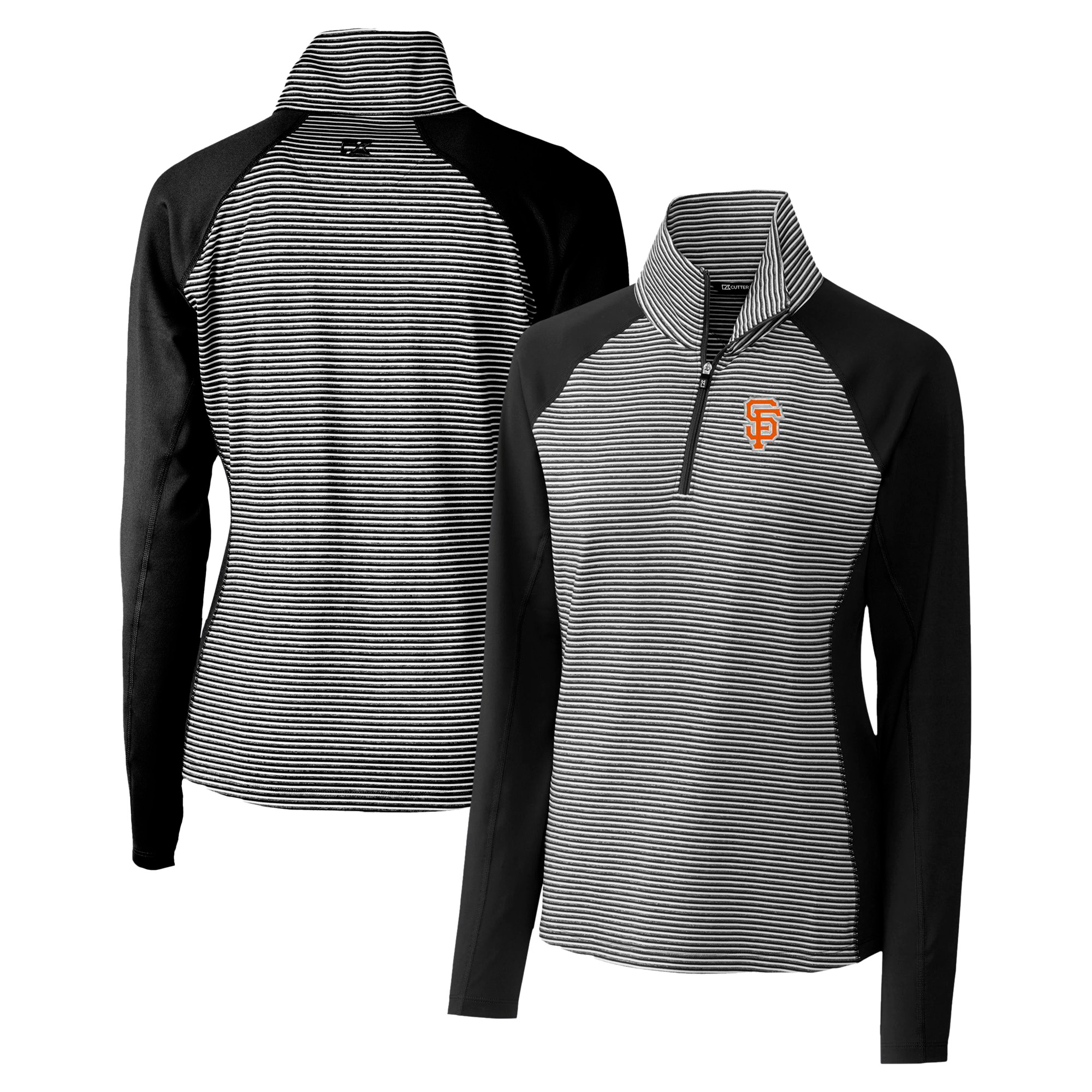 Women's Cutter & Buck Black San Francisco Giants City Connect Forge Tonal Stripe Stretch Half-Zip Pullover Top - Image 5