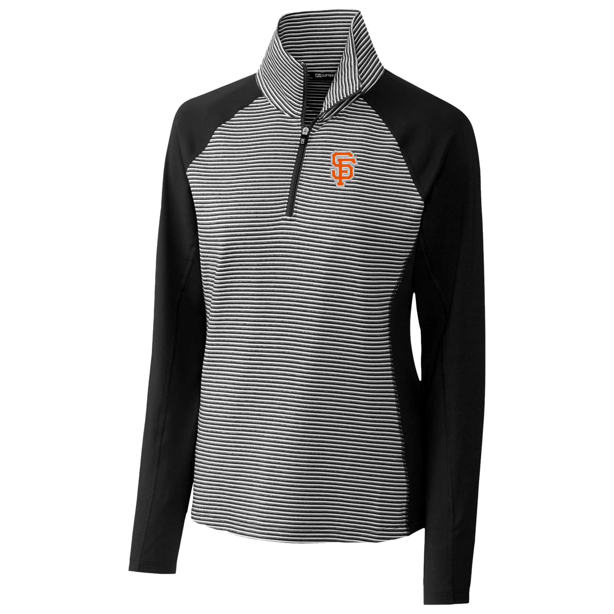Women's Cutter & Buck Black San Francisco Giants City Connect Forge Tonal Stripe Stretch Half-Zip Pullover Top - Image 6
