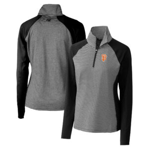 Women's Cutter & Buck  Black San Francisco Giants City Connect Forge Tonal Stripe Stretch Half-Zip Pullover Top