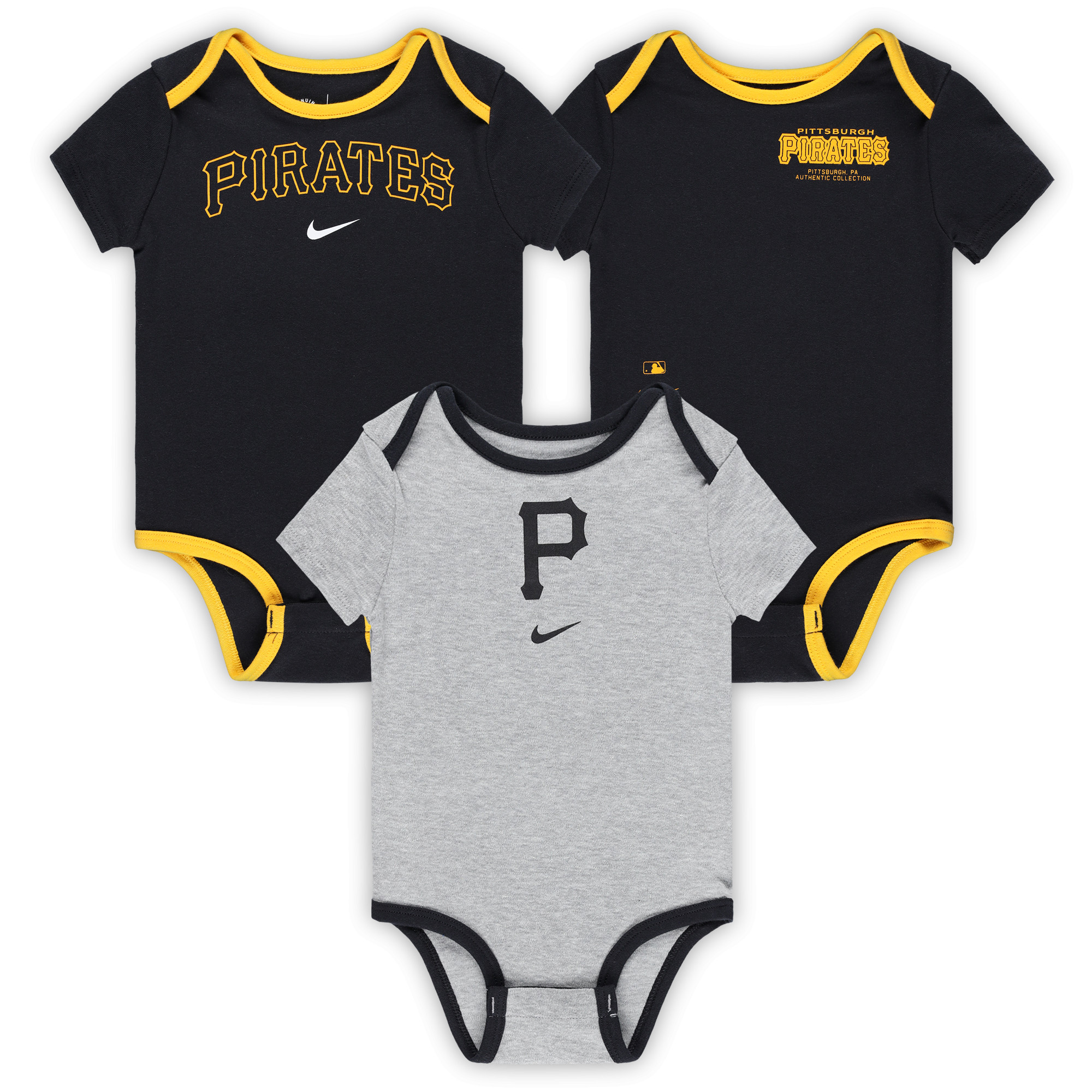 Newborn & Infant Nike Pittsburgh Pirates Three-Pack Bodysuit Set - Image 2