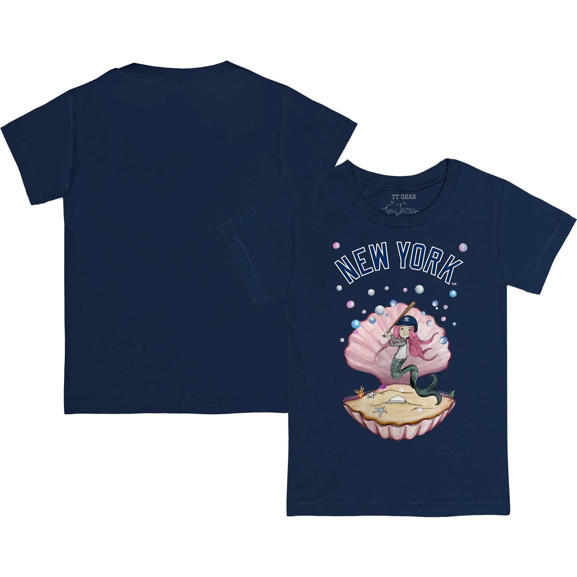 Infant Tiny Turnip Navy New York Yankees Mermaid T-Shirt