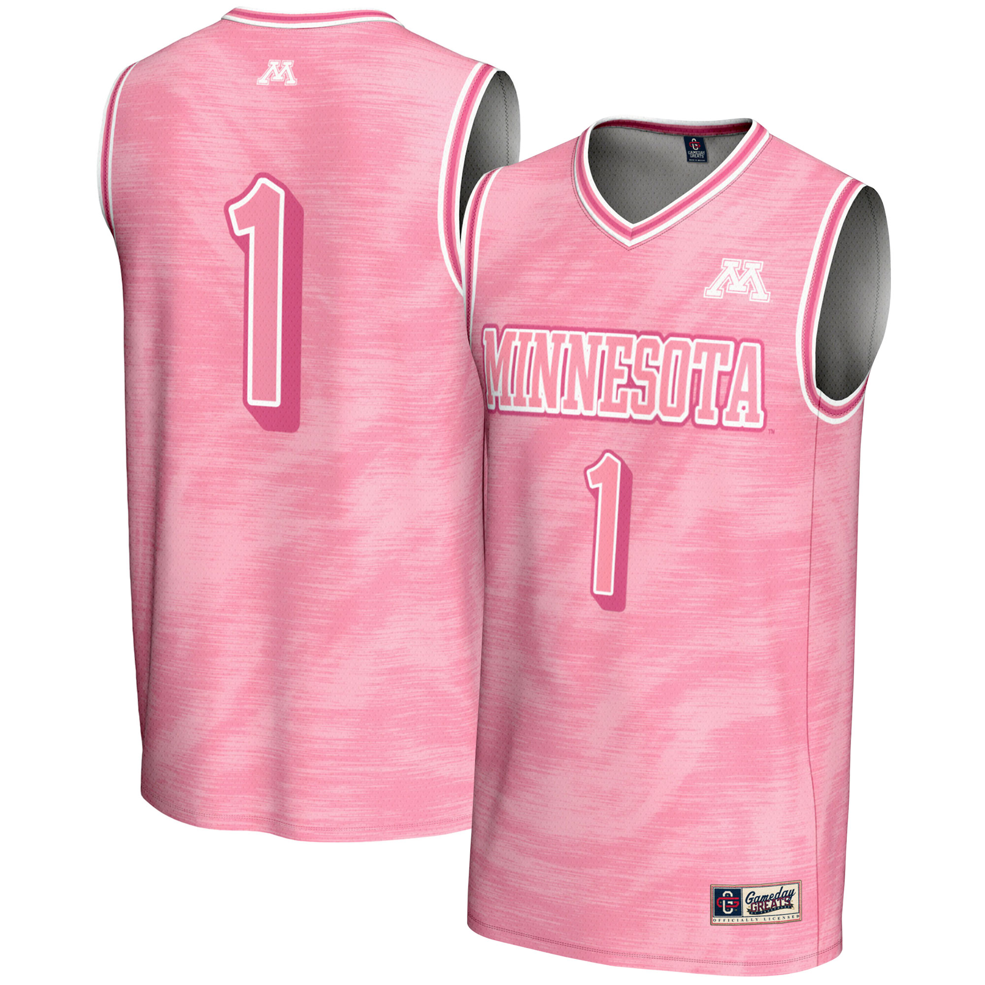 Unisex GameDay Greats #1 Pink Minnesota Golden Gophers Lightweight Basketball Fashion Jersey - Image 2