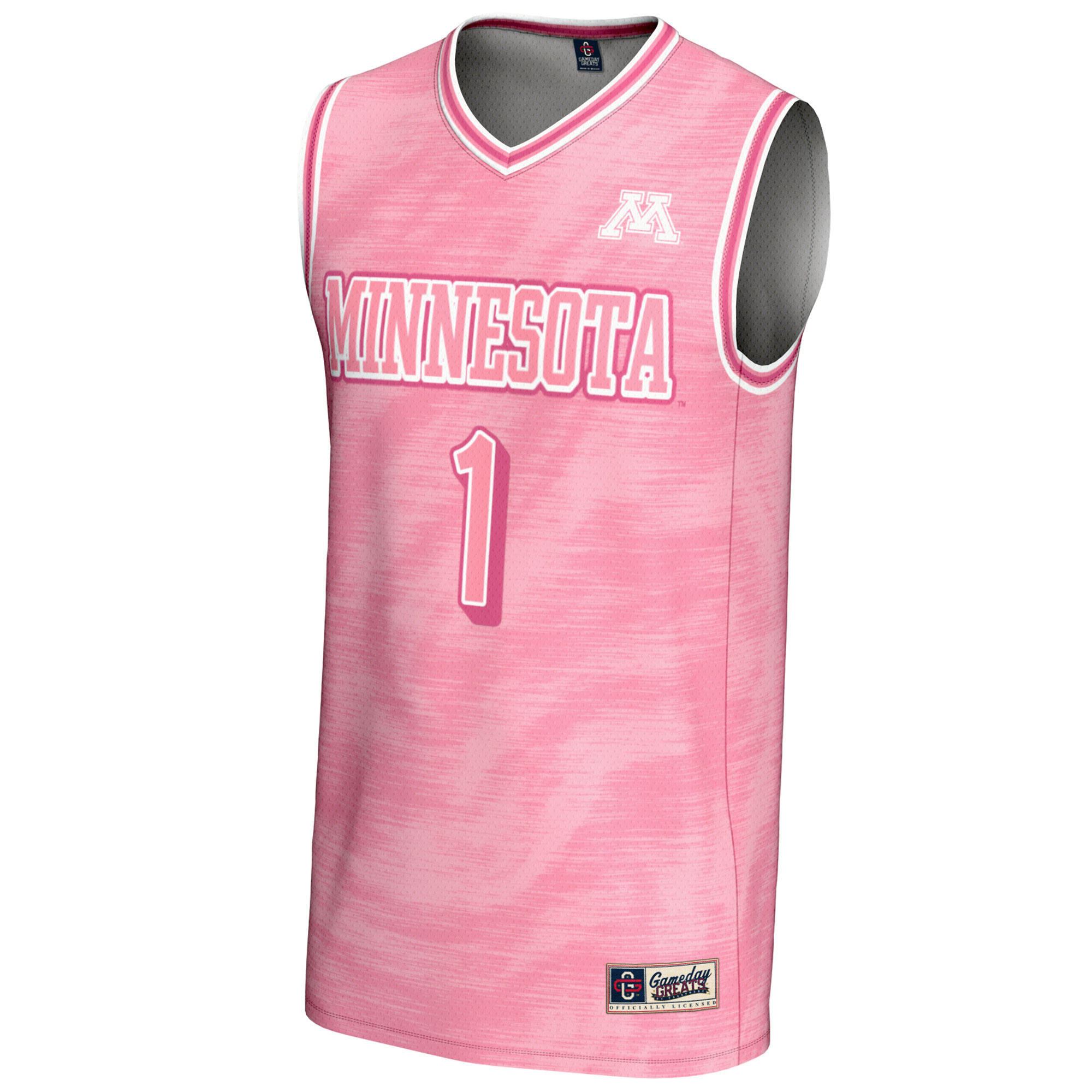 Unisex GameDay Greats #1 Pink Minnesota Golden Gophers Lightweight Basketball Fashion Jersey - Image 3