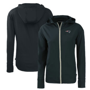 Women's Cutter & Buck Navy New England Patriots Primary Mark Daybreak Eco Recycled Full-Zip Hoodie