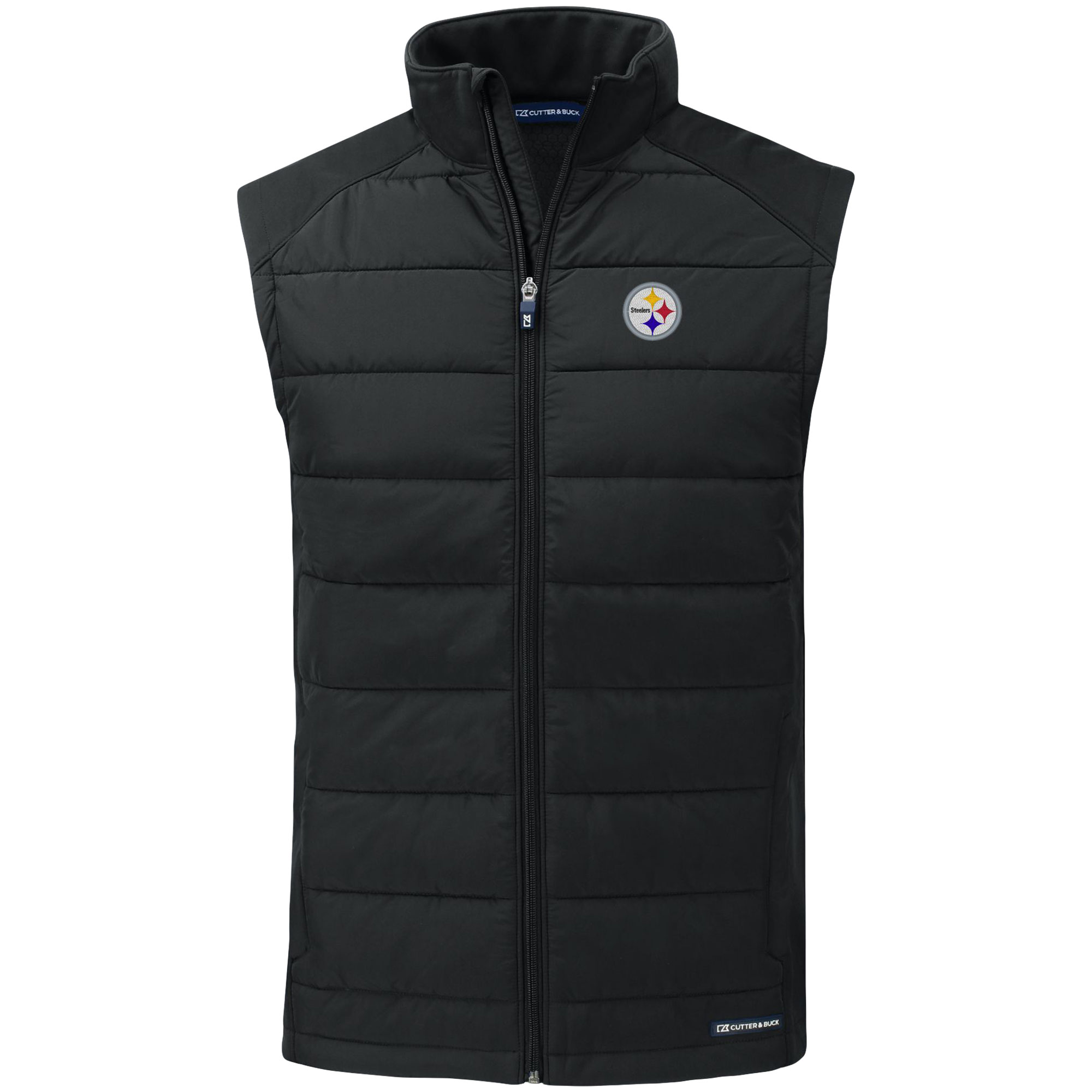 Men's Cutter & Buck Black Pittsburgh Steelers Primary Mark Evoke PrimaLoft Hybrid Eco Softshell Recycled Full-Zip Vest - Image 3