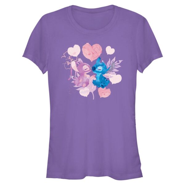 Women's Mad Engine Purple Lilo and Stitch Valentine's Day T-Shirt