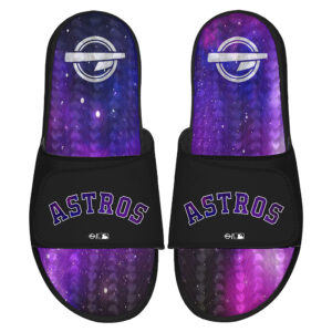 Men's ISlide  Black Houston Astros Galaxy Gel Slide Sandals