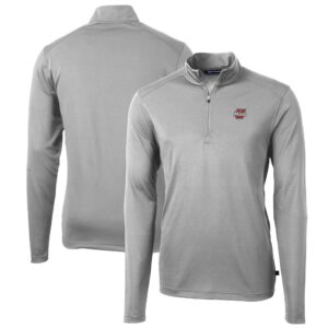 Men's Cutter & Buck  Gray UMass Minutemen Virtue Eco Pique Recycled Quarter-Zip Pullover Top