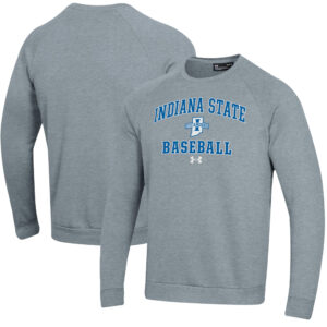 Men's Under Armour  Gray Indiana State Sycamores All Day Arch Fleece Baseball Raglan Pullover Sweatshirt