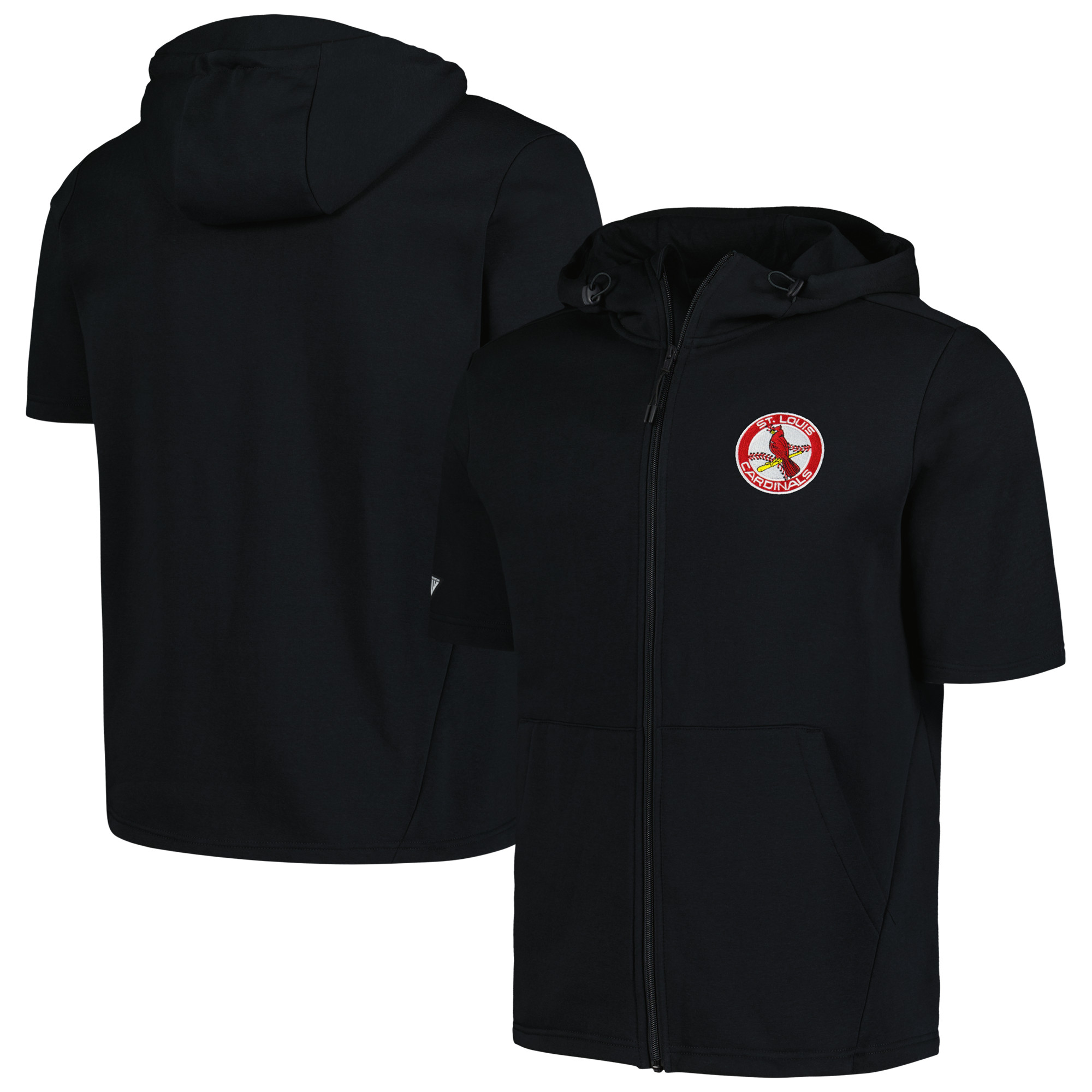 Men's Levelwear Black St. Louis Cardinals Recruit Short Sleeve Full-Zip Hoodie - Image 5