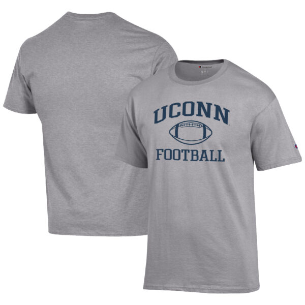 Men's Champion Heather Gray UConn Huskies Football Icon  T-Shirt - Image 9