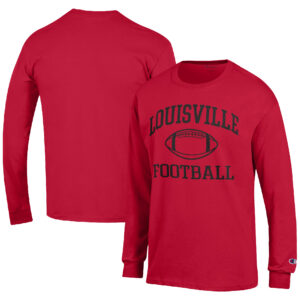 Men's Champion Red Louisville Cardinals Football Icon Long Sleeve T-Shirt