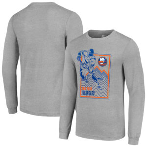 Men's Starter Heather Gray New York Islanders Player Grid Long Sleeve T-Shirt