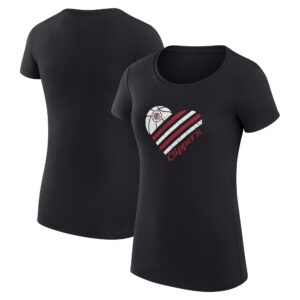 Women's G-III 4Her by Carl Banks  Black LA Clippers  Heart T-Shirt