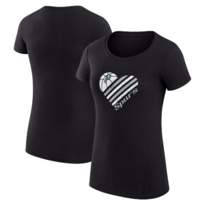 Women's G-III 4Her by Carl Banks  Black San Antonio Spurs  Heart T-Shirt