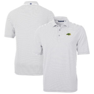 Men's Cutter & Buck Gray NDSU Bison Virtue Eco Pique Stripe Recycled DryTec Polo