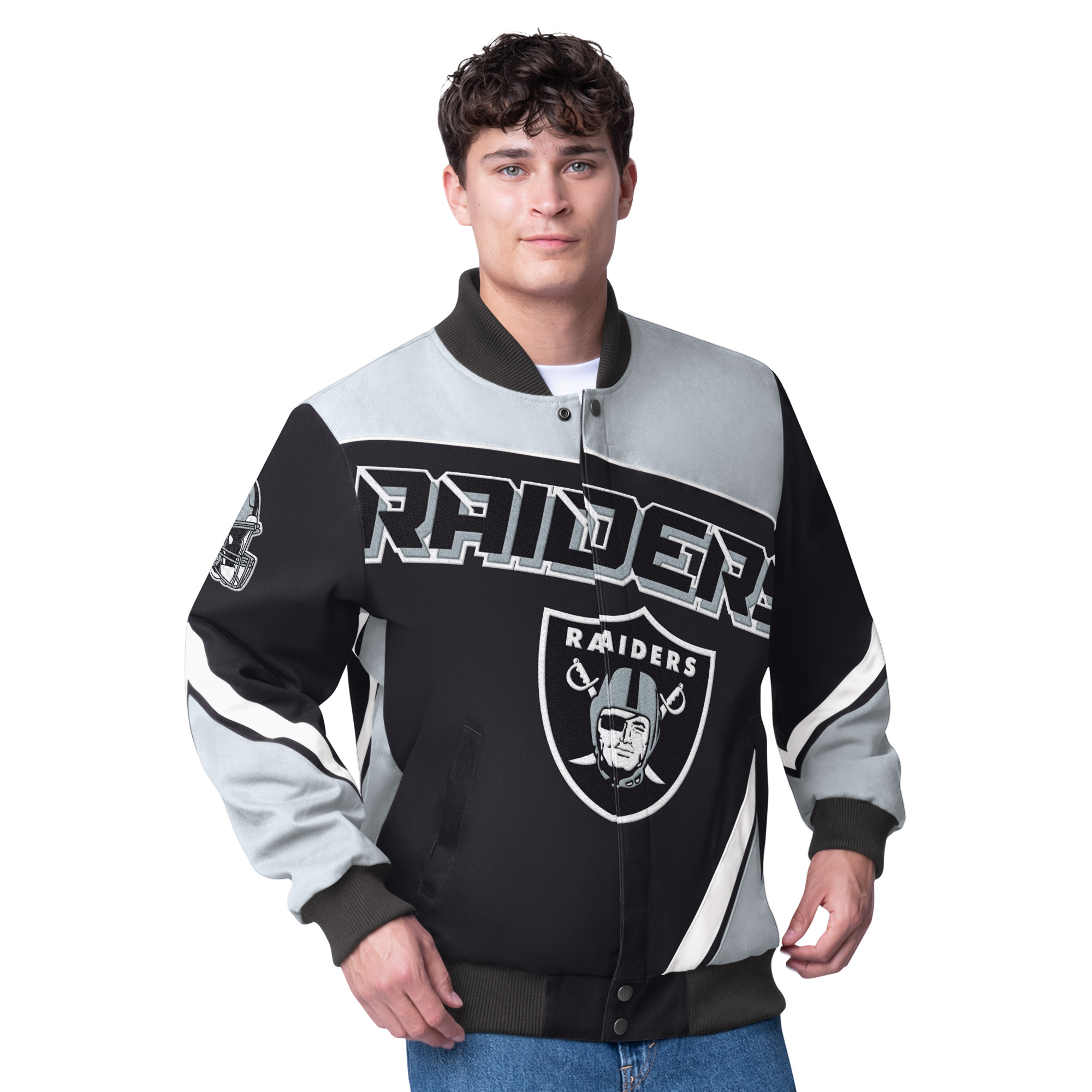 Men's G-III Extreme Black Las Vegas Raiders Maximum Racing Full-Snap Jacket