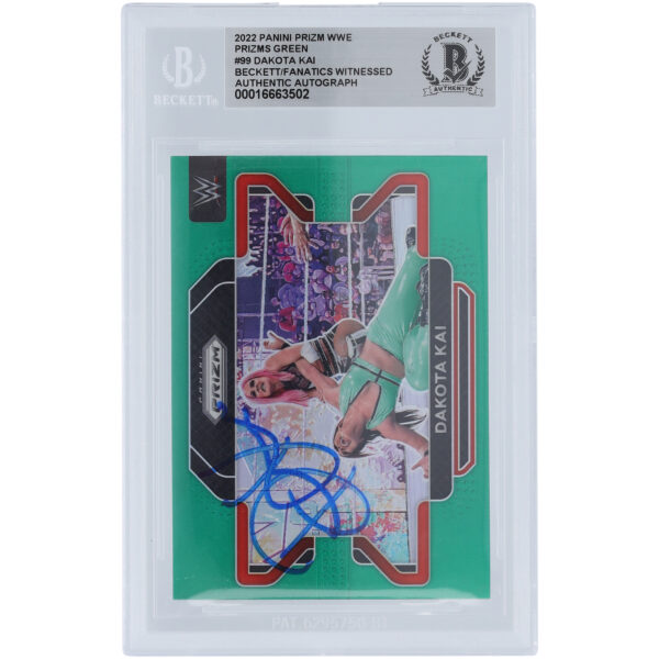 Dakota Kai WWE Autographed 2022 Panini Prizm Green Prizm #99 Beckett Fanatics Witnessed Authenticated Card - Image 5