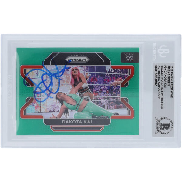 Dakota Kai WWE Autographed 2022 Panini Prizm Green Prizm #99 Beckett Fanatics Witnessed Authenticated Card - Image 7