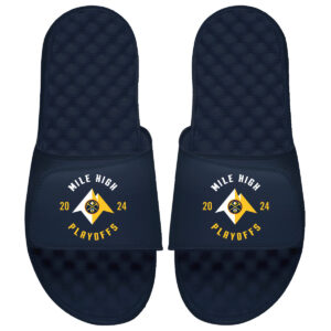 Youth ISlide  Navy Denver Nuggets 2024 NBA Playoffs Slogan Slide Sandals