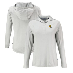 Women's Cutter & Buck Gray Green Bay Packers Coastline Epic Comfort Eco Recycled Raglan Pullover Hoodie