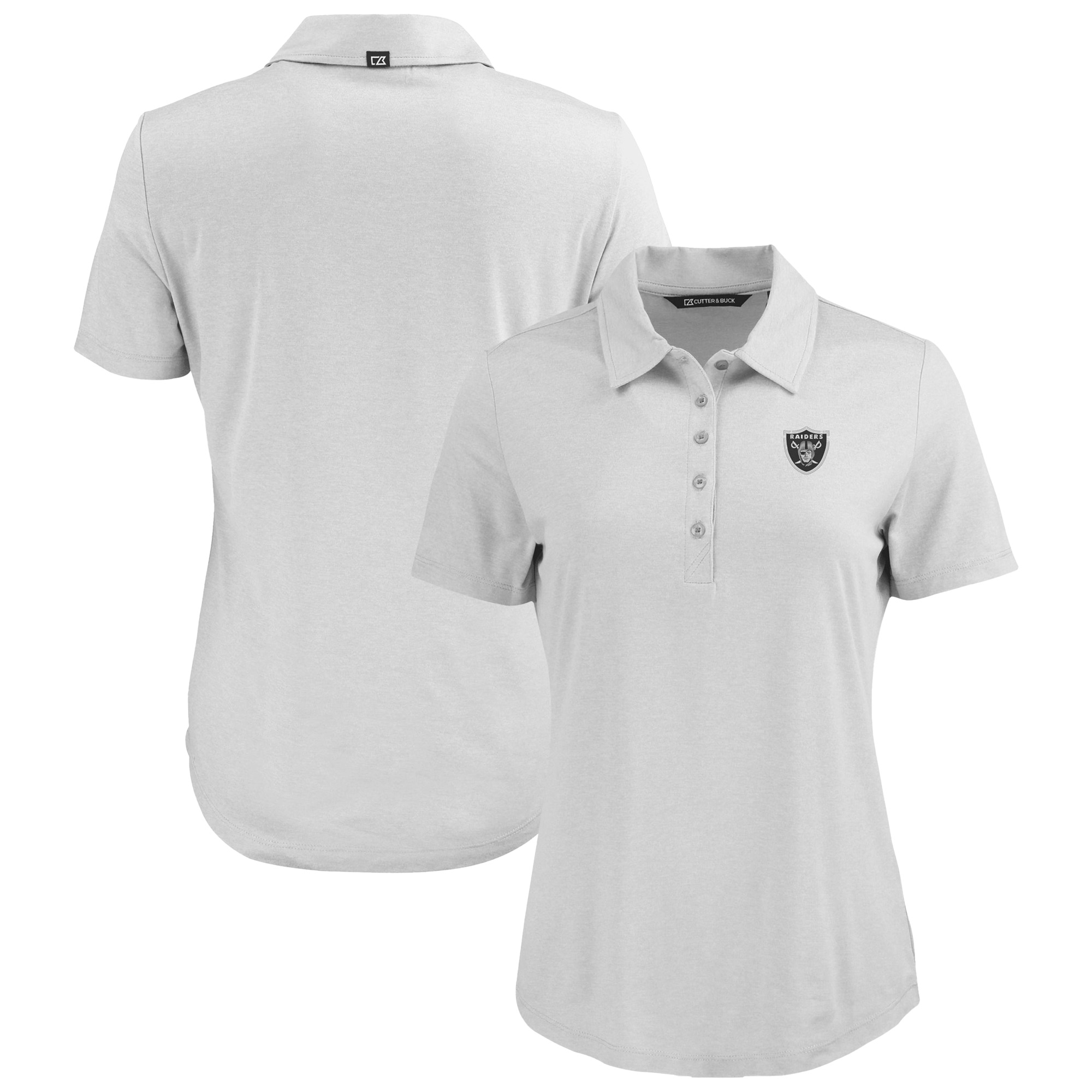 Women's Cutter & Buck Gray Las Vegas Raiders Coastline Epic Comfort Eco Recycled Polo