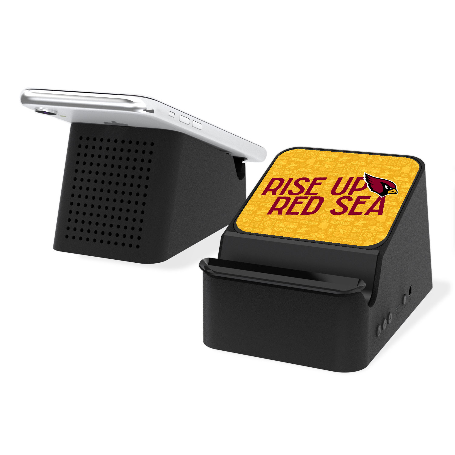 Keyscaper Black Arizona Cardinals Wireless Charging Station & Bluetooth Speaker