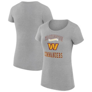 Women's G-III 4Her by Carl Banks Heather Gray Washington Commanders Team Logo Graphic Fitted T-Shirt