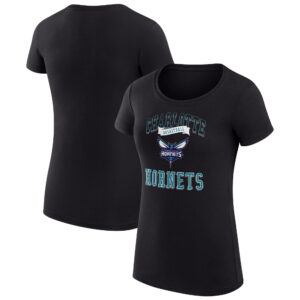 Women's G-III 4Her by Carl Banks Black Charlotte Hornets Team Logo Fitted T-Shirt