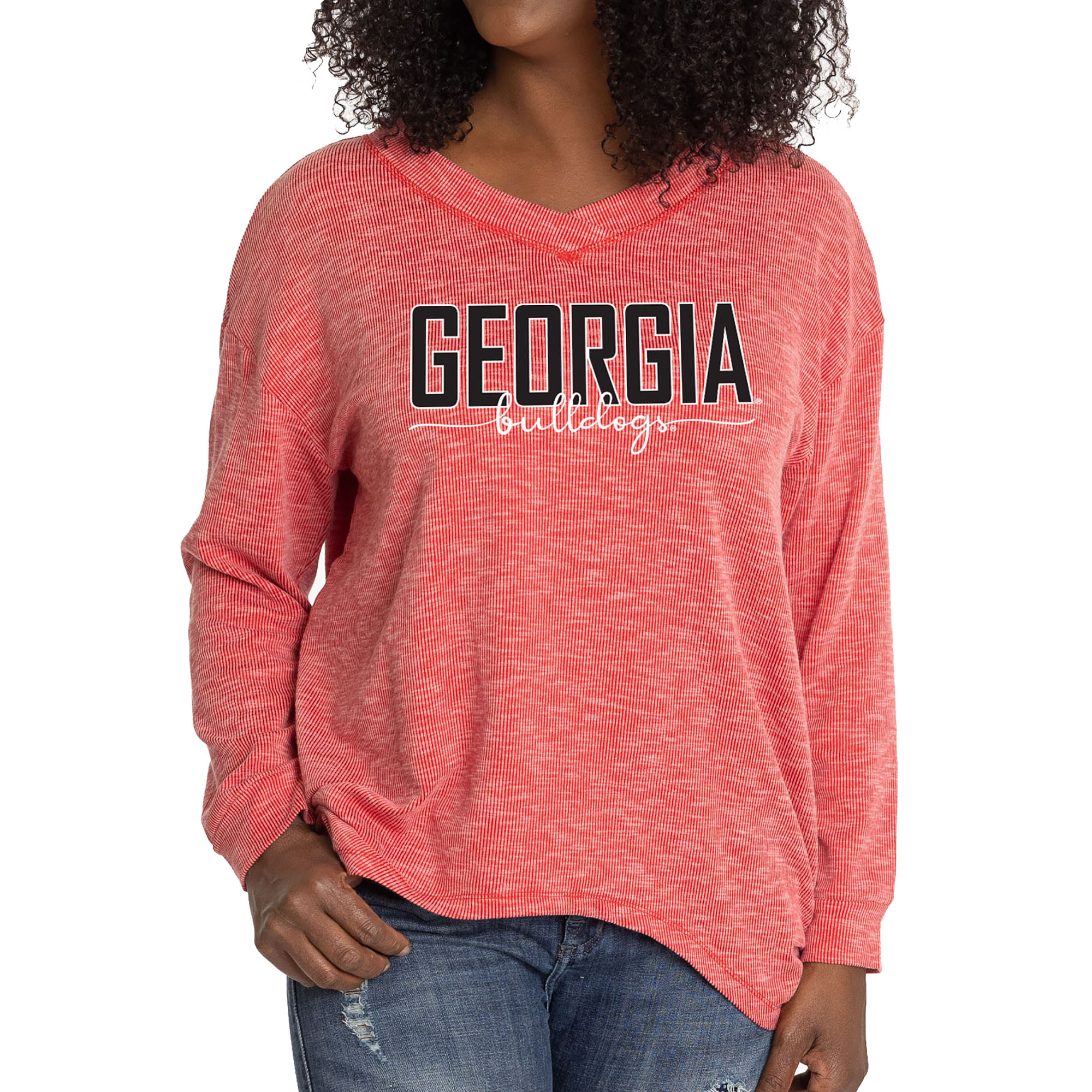 Women's Red Georgia Bulldogs Bailey V-Neck Tri-Blend Tunic - Image 2
