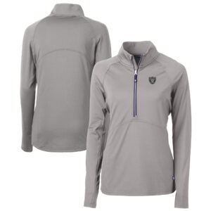 Women's Cutter & Buck  Gray Las Vegas Raiders Adapt Eco Knit Stretch Recycled Half-Zip Pullover Top