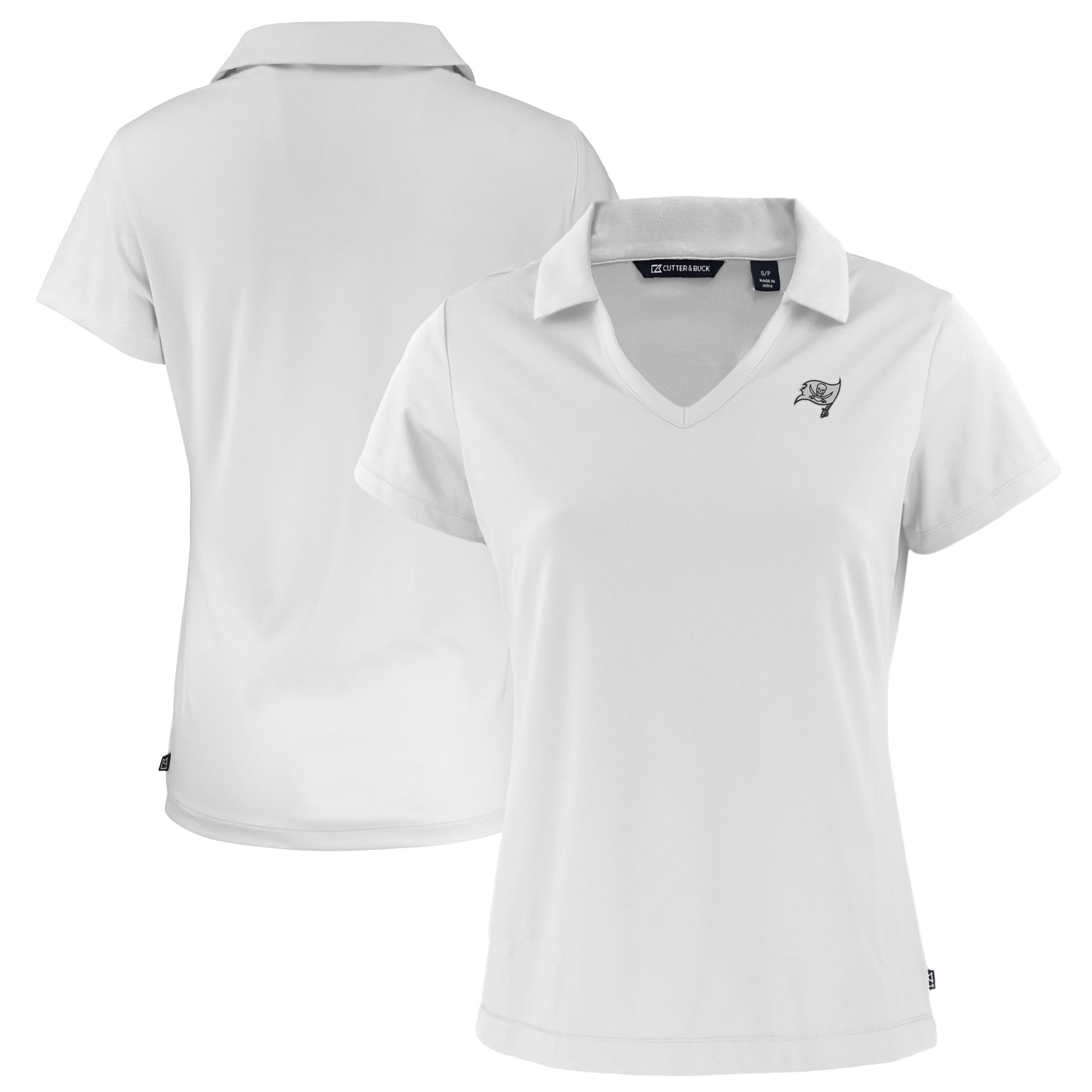 Women's Cutter & Buck White Tampa Bay Buccaneers Daybreak Eco Recycled V-Neck Polo - Image 2