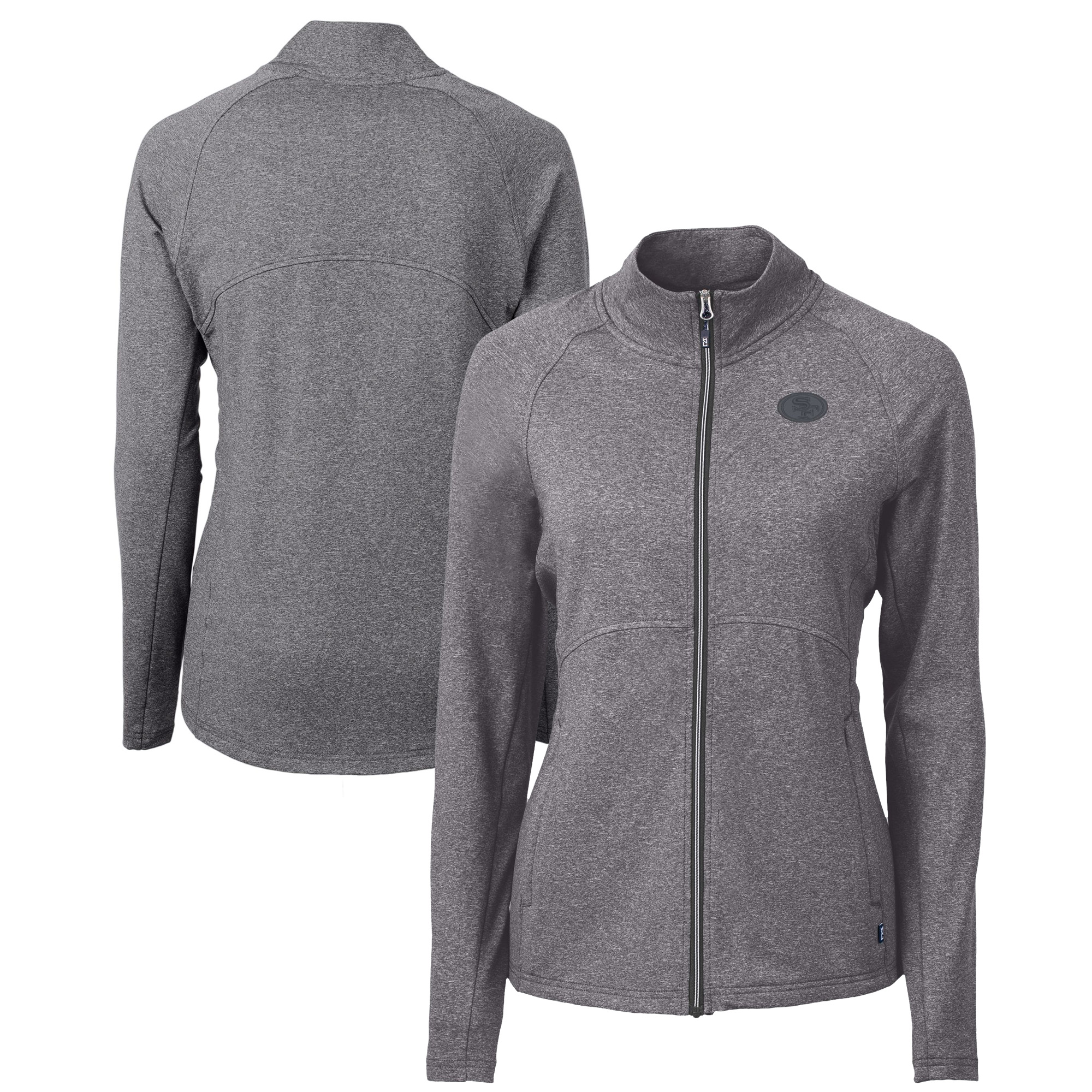 Women's Cutter & Buck Heather Black San Francisco 49ers Adapt Eco Knit Recycled Raglan Full-Zip Jacket