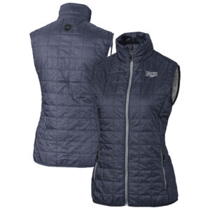 Women's Cutter & Buck Anthracite Tampa Bay Rays Rainier PrimaLoft Eco Insulated Full-Zip Puffer Vest