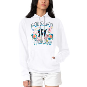 Women's G-III 4Her by Carl Banks White Miami Marlins Flowers Graphic Pullover Hoodie