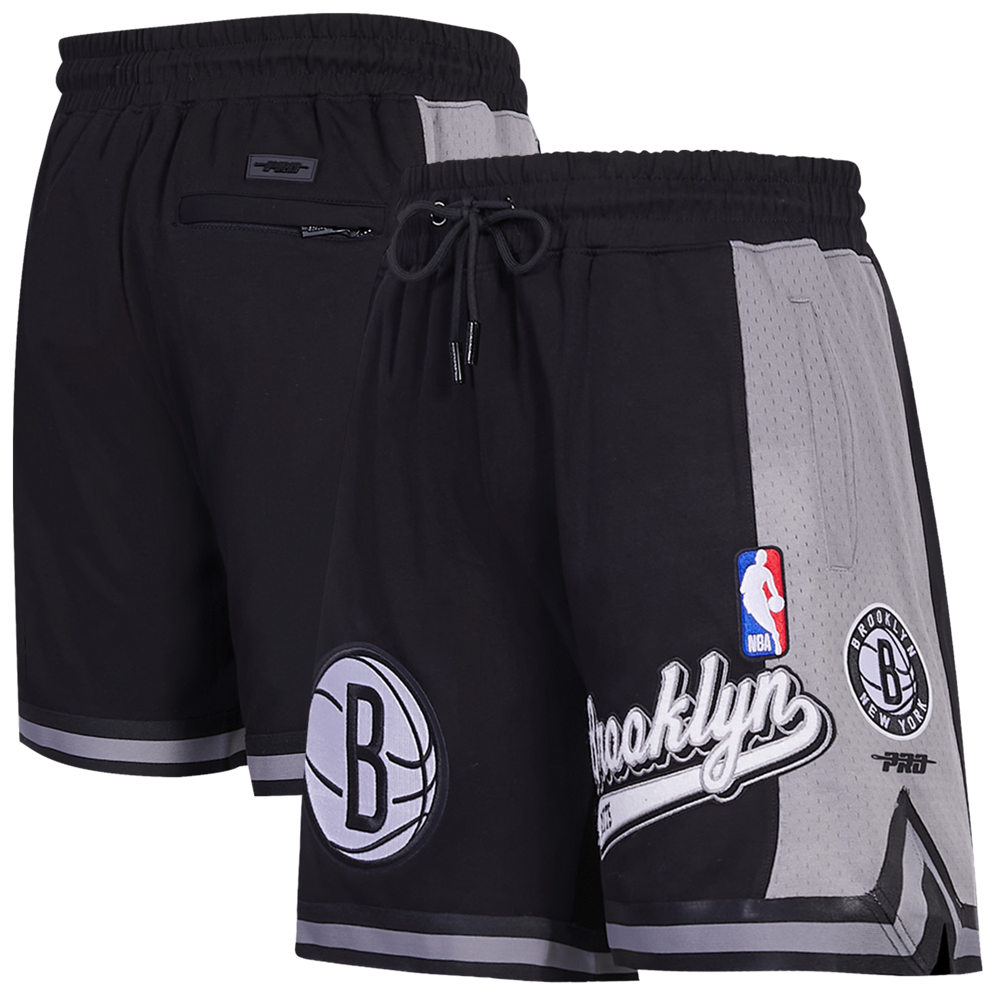 Men's Pro Standard Black Brooklyn Nets Script Tail 2.0 Shorts
